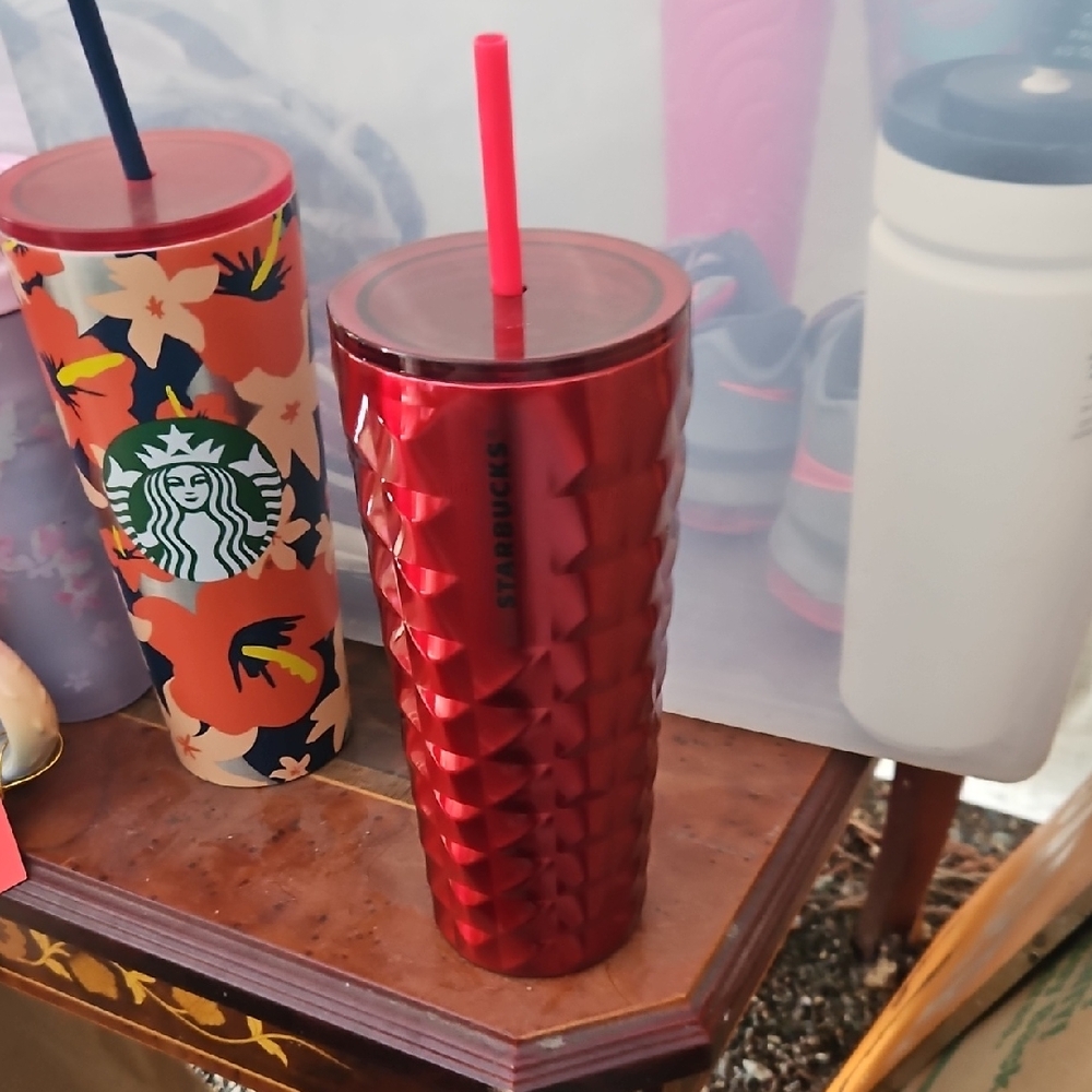 Starbucks Shiny Red Tumbler with Straw